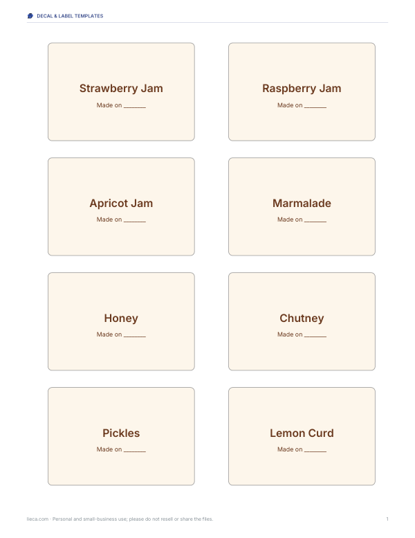 Preview of Printable Jar Labels PDF